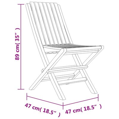 vidaXL Καρέκλες Κήπου Πτυσσόμενες 8 τεμ. 47x47x89 εκ. Μασίφ Ξύλο Teak