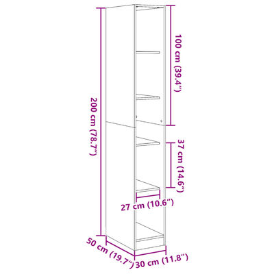 vidaXL Ντουλάπα Γκρι Σκυρ. 30x50x200 εκ. από Επεξεργασμένο Ξύλο