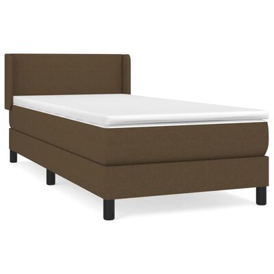 vidaXL Κρεβάτι Boxspring με Στρώμα Σκούρο Καφέ 100x200 εκ. Υφασμάτινο