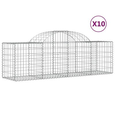 vidaXL Συρματοκιβώτια Τοξωτά 10 τεμ. 200x50x60/80 εκ. Γαλβαν. Ατσάλι