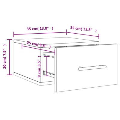 vidaXL Κομοδίνο Επιτοίχιο Γκρι Σκυροδέματος 35 x 35 x 20 εκ.