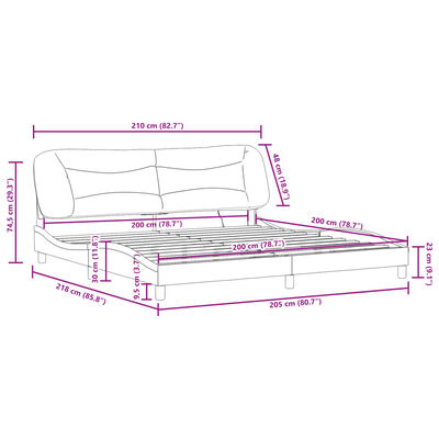 vidaXL Πλαίσιο Κρεβατιού με LED Μαύρο 200x200 εκ. Συνθετικό Δέρμα