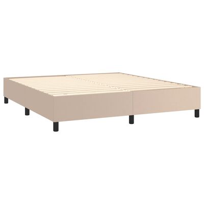 vidaXL Κρεβάτι Boxspring με Στρώμα Καπουτσίνο 160x200εκ.από Συνθ.Δέρμα