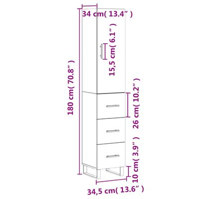 vidaXL Ντουλάπι Καπνιστή δρυς 34,5x34x180 εκ. από Επεξεργασμένο Ξύλο