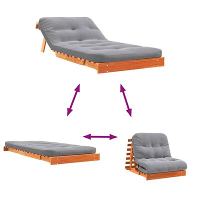 vidaXL Καναπές Κρεβάτι Futon με Στρώμα 90x206x11 εκ. Μασίφ Ξύλο Πεύκου