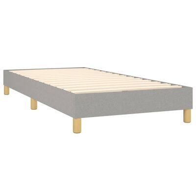 vidaXL Κρεβάτι Boxspring με Στρώμα Ανοιχτό Γκρι 90x200 εκ. Υφασμάτινο