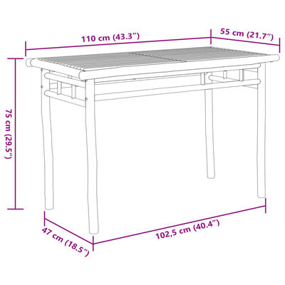 vidaXL Τραπεζαρία Κήπου 110x55x75 εκ. από Μπαμπού