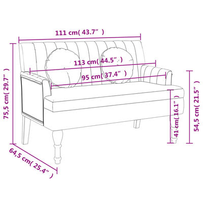 vidaXL Παγκάκι Σκούρο Πράσινο 113x64,5x75,5 εκ. με Μαξιλάρια