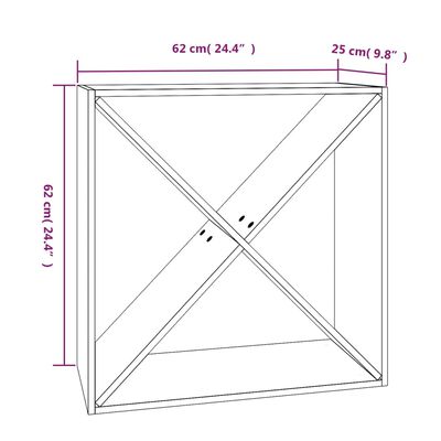 vidaXL Κάβα Κρασιών Μελί 62 x 25 x 62 εκ. από Μασίφ Ξύλο Πεύκου