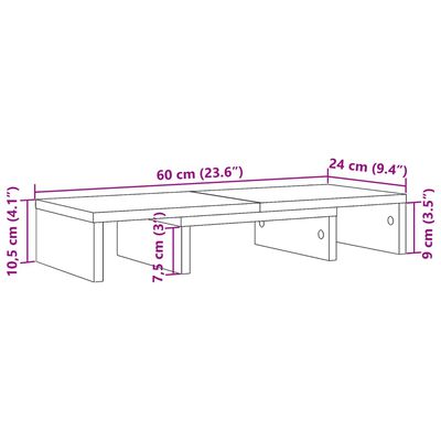 vidaXL Βάση Οθόνης Ρυθμιζ. Καπνιστή Δρυς 60x24x10,5 εκ. Επεξεργ. Ξύλο