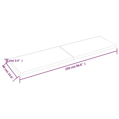 vidaXL Πάγκος Μπάνιου Σκούρο Καφέ 220x60x(2-6) εκ. Επεξεργ. Μασίφ Ξύλο