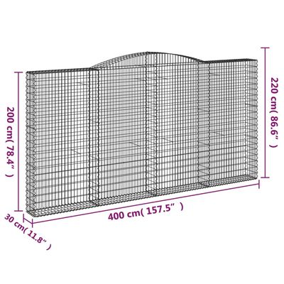 vidaXL Συρματοκιβώτια Τοξωτά 5 τεμ. 400x30x200/220 εκ. Γαλβαν. Ατσάλι