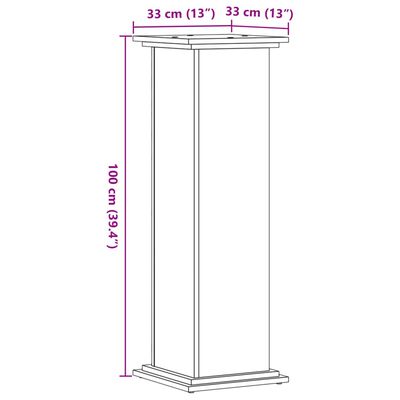 vidaXL Βάση Γλάστρας Μαύρο 33 x 33 x 100 εκ. από Μοριοσανίδα