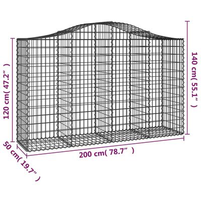 vidaXL Συρματοκιβώτια Τοξωτά 15 τεμ. 200x50x120/140 εκ. Γαλβαν. Ατσάλι