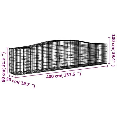 vidaXL Συρματοκιβώτια Τοξωτά 9 τεμ. 400x50x80/100 εκ. Γαλβαν. Ατσάλι