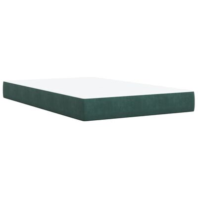 vidaXL Κρεβάτι Boxspring με Στρώμα Σκούρο Πράσινο 120x200εκ. Βελούδινο