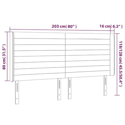 vidaXL Κεφαλάρι με Πτερύγια Ανοιχτό Γκρι 203x16x118/128 εκ. Υφασμάτινο