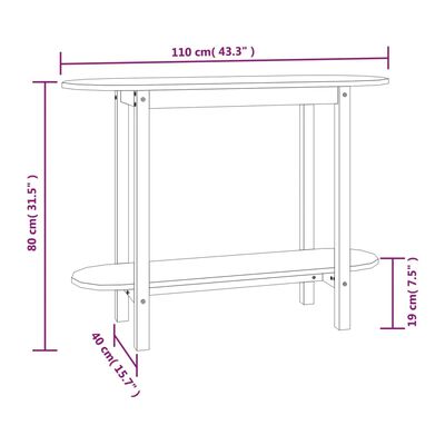 vidaXL Τραπέζι κονσόλα Καφέ Μελί 110x40x80 εκ. από Μασίφ Ξύλο Πεύκου