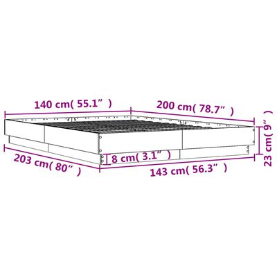 vidaXL Πλαίσιο Κρεβατιού Sonoma Δρυς 140x200 εκ. Επεξεργασμένο Ξύλο