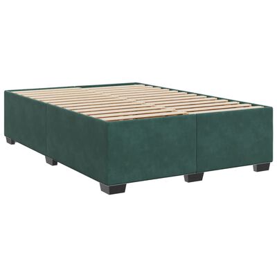 vidaXL Κρεβάτι Boxspring με Στρώμα Σκούρο Πράσινο 140x190εκ. Βελούδινο