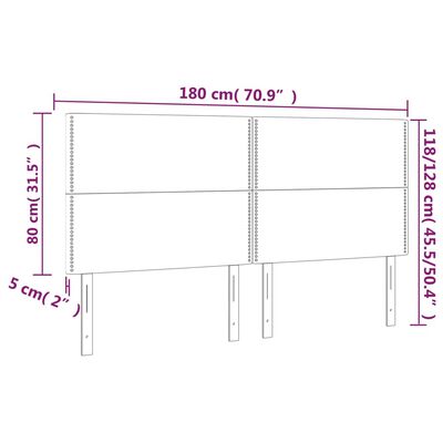 vidaXL Κεφαλάρι Κρεβατιού LED Ανοιχτό Γκρι 180x5x118/128 εκ. Βελούδινο