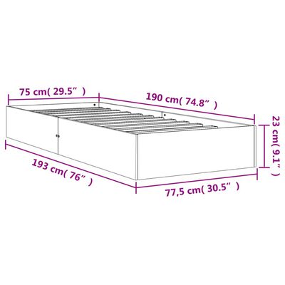 vidaXL Σκελετός Κρεβ. Χωρίς Στρώμα Καφέ Κεριού 75x190 εκ Μασίφ Πεύκο