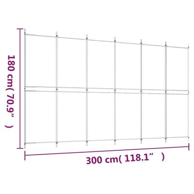 vidaXL Διαχωριστικό Δωματίου με 6 Πάνελ Λευκό 300x180 εκ. από Ύφασμα