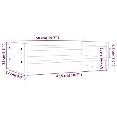 vidaXL Βάση Οθόνης Γκρι 50 x 27 x 15 εκ. από Μασίφ Ξύλο Πεύκου