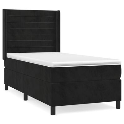 vidaXL Κρεβάτι Boxspring με Στρώμα Μαύρο 100x200 εκ. Βελούδινο