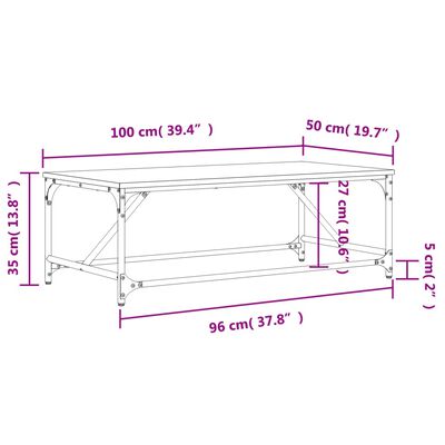 vidaXL Τραπεζάκι Σαλονιού Καφέ Δρυς 100x50x35 εκ. Επεξεργασμ. Ξύλο