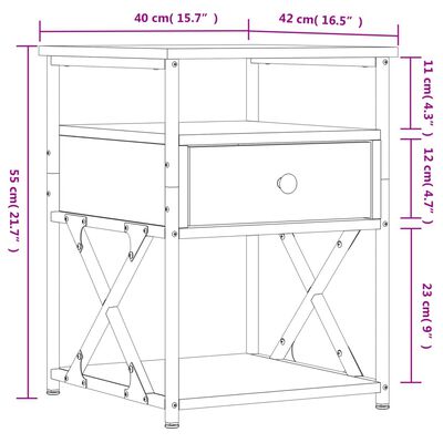 vidaXL Κομοδίνα 2 τεμ. Sonoma Δρυς 40x42x55 εκ. από Επεξεργασμένο Ξύλο