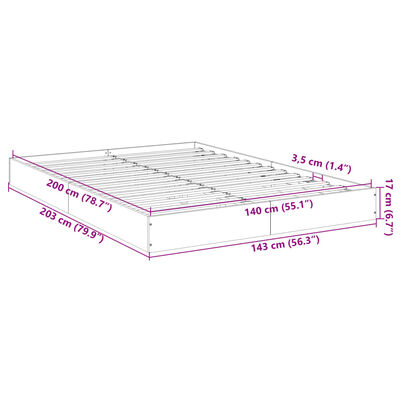 vidaXL Πλαίσιο Κρεβατιού Καπνιστή Δρυς 140x200 εκ. Επεξεργασμένο Ξύλο