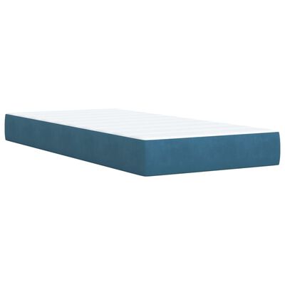 vidaXL Κρεβάτι Boxspring με Στρώμα Σκούρο Μπλε 90x190 εκ. Βελούδινο