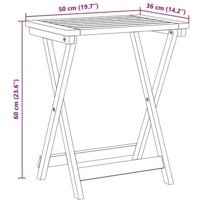 vidaXL Τραπέζι Κήπου Πτυσσόμενο 50x36x60 εκ. Μασίφ Ξύλο Ακακίας