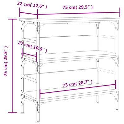 vidaXL Τραπέζι Κονσόλα Καπνιστή Δρυς 75x32x75 εκ. Επεξεργ. Ξύλο