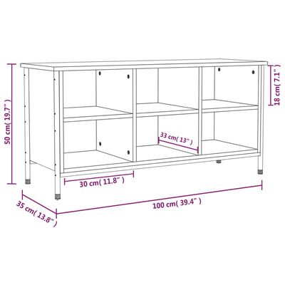 vidaXL Παπουτσοθήκη Sonoma Δρυς 100x35x50 εκ. από Επεξεργασμένο Ξύλο