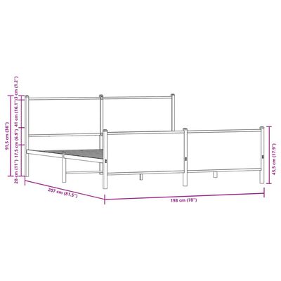 vidaXL Σκελετός Κρεβ. Χωρίς Στρώμα Sonoma Δρυς 193x203 εκ. Μεταλλικό