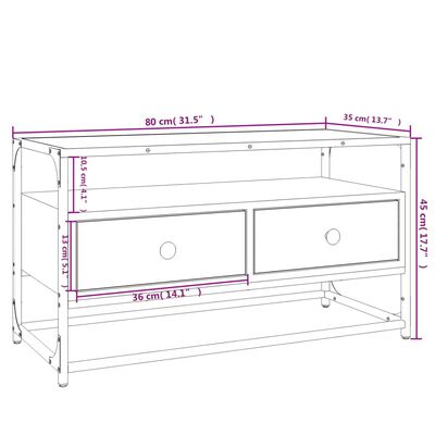 vidaXL Έπιπλο Τηλεόρασης Γκρι Sonoma 80x35x45 εκ. από Επεξεργ. Ξύλο