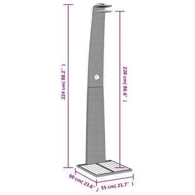 vidaXL Ντους Εξ. Χώρου Μαύρο 55x60x224εκ. Συνθετικό Ρατάν/Ξύλο Ακακίας