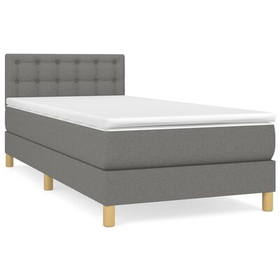 vidaXL Κρεβάτι Boxspring με Στρώμα Σκούρο Γκρι 80x200 εκ. Υφασμάτινο