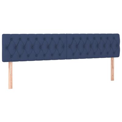 vidaXL Κρεβάτι Boxspring με Στρώμα Μπλε 200x200 εκ. Υφασμάτινο