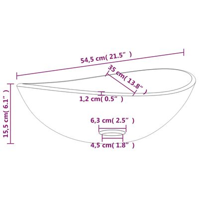 vidaXL Νιπτήρας Διάφανος 54,5 x 35 x 15,5 εκ. από Ψημένο Γυαλί