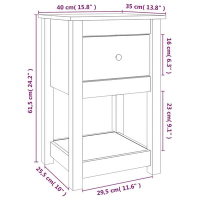 vidaXL Κομοδίνο Καφέ Μελί 40x35x61,5 εκ. από Μασίφ Ξύλο Πεύκου