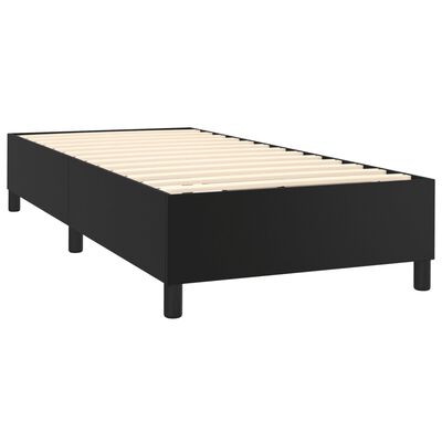 vidaXL Κρεβάτι Boxspring με Στρώμα & LED Μαύρο 90x200 εκ. Συνθ. Δέρμα