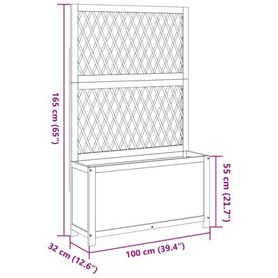 vidaXL Γλάστρα με Καφασωτό 100x32x165 εκ. Μασίφ Ξύλο Ακακίας