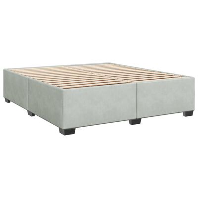 vidaXL Κρεβάτι Boxspring με Στρώμα Ανοιχτό Γκρι 200x200 εκ. Βελούδινο