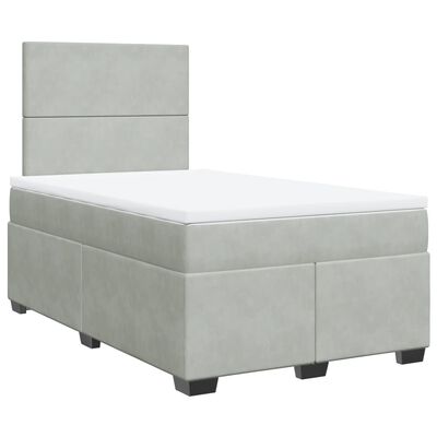 vidaXL Κρεβάτι Boxspring με Στρώμα Ανοιχτό Γκρι 120x190 εκ. Βελούδινο