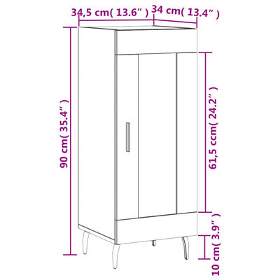 vidaXL Ντουλάπι Λευκό 34,5 x 34 x 90 εκ. από Επεξεργασμένο Ξύλο