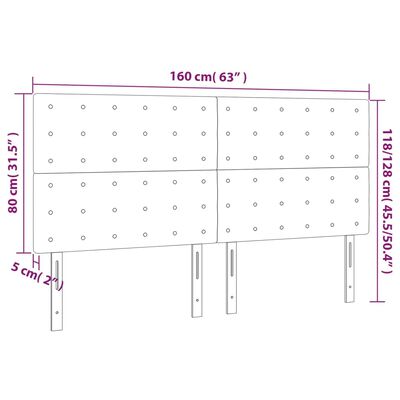 vidaXL Κεφαλάρια Κρεβατιού 4 τεμ. Σκ. Καφέ80 x 5 x 78/88εκ. Υφασμάτινο