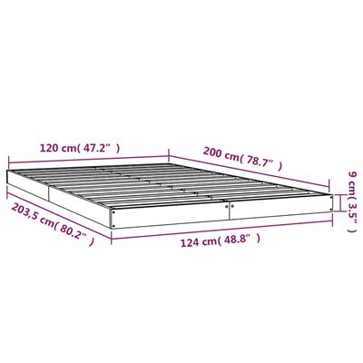 vidaXL Πλαίσιο Κρεβατιού Λευκό 120 x 200 εκ. από Μασίφ Ξύλο Πεύκου